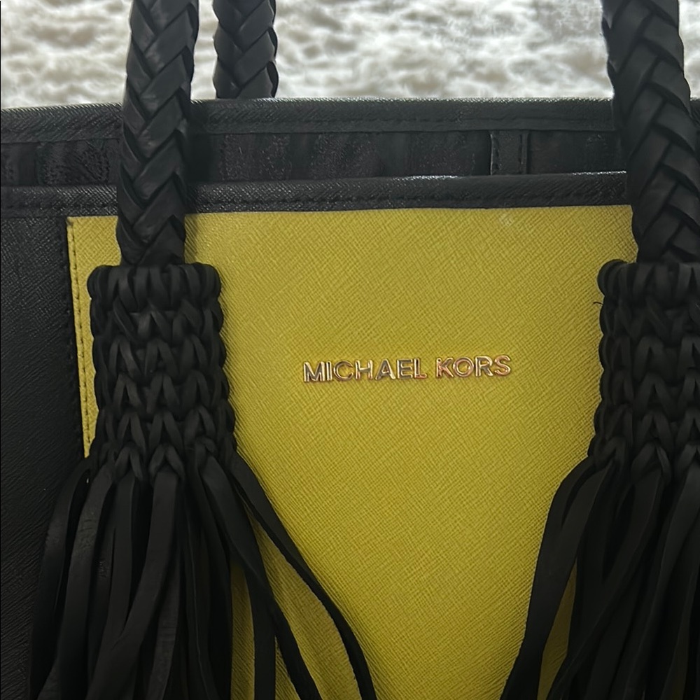 Michael Kors Black and Yellow Tote Bag, used.